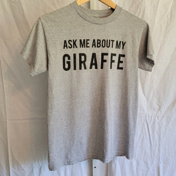 Ask Me About My Giraffe, Crazy Dog Tee, Gray, Women's Size Small - Picture 1 of 4